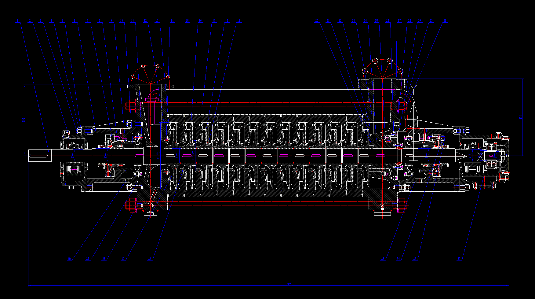 泵三维模型18:BB4多级锅炉给水泵